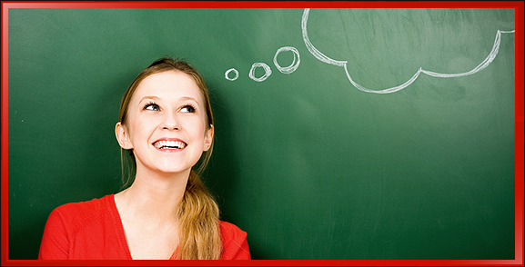 Woman Thinking Bubble Chalk Board