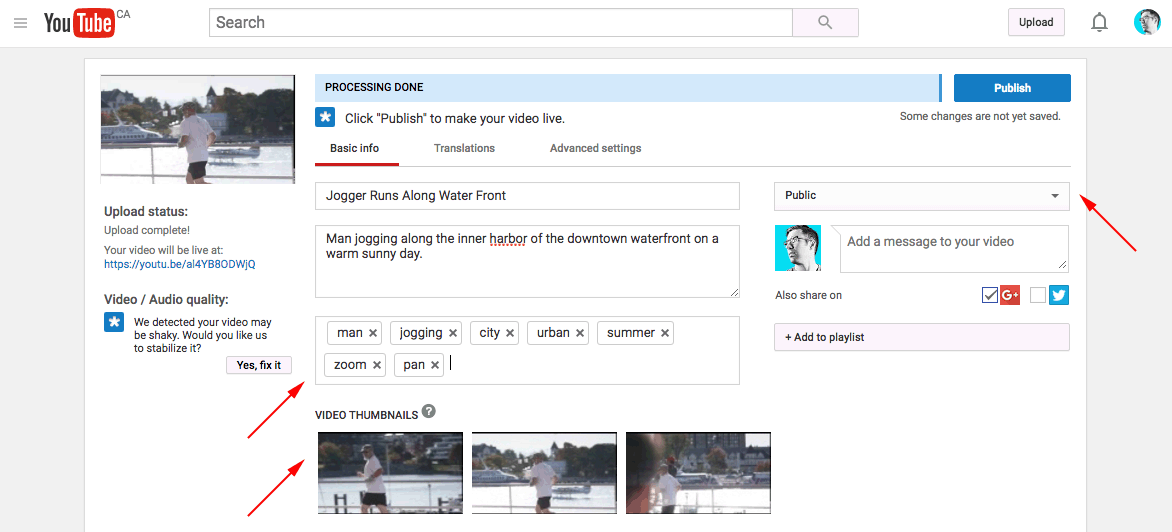 YouTube Keyword and Thumbnail Screen